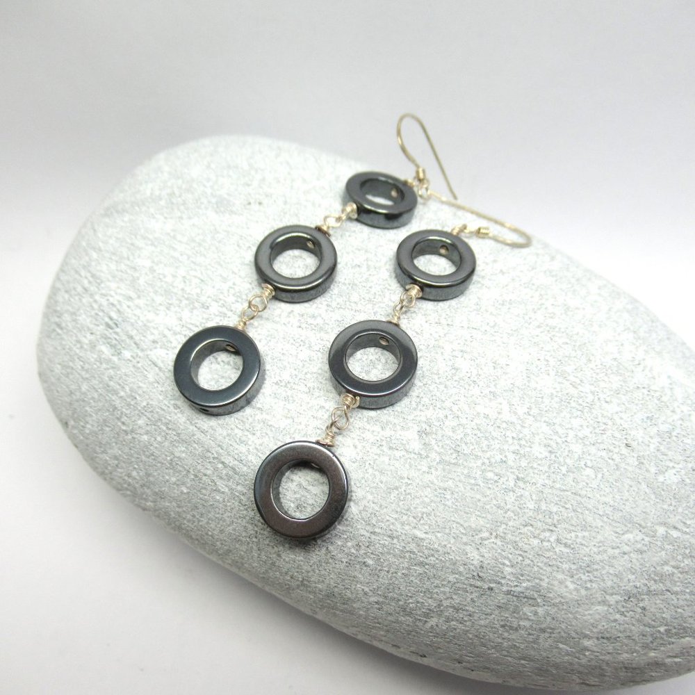 Sterling Hematite Donut earrings